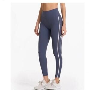 Vuori Azure Blue Side Striped High Waist Athletic Track Leggings Size Small